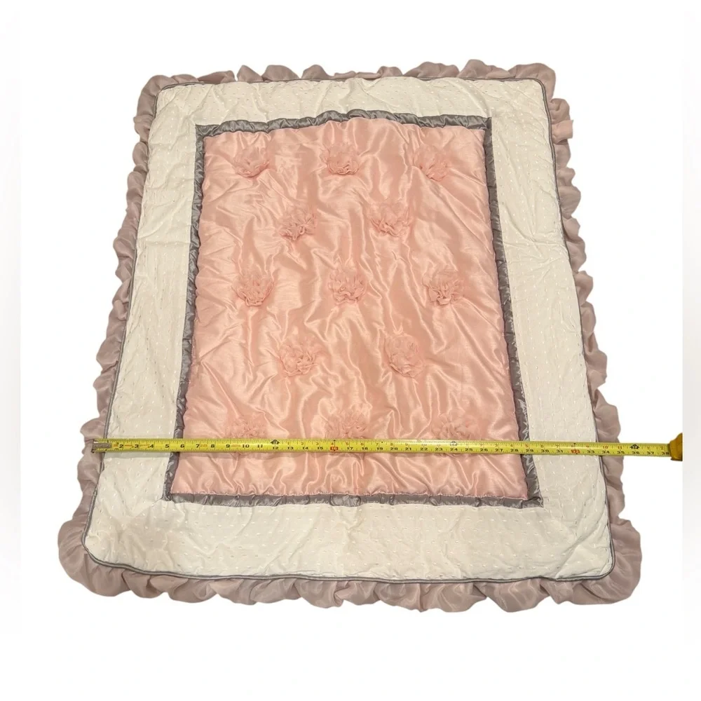 THE PEANUTSHELL ARIANNA PINK ROSES ELEGANT NURSERY BABY CRIB QUILT ONLY